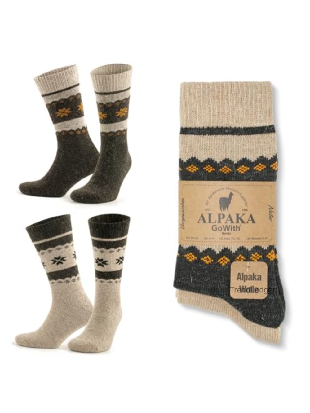 Alpaca Merino Wool Blend Crew Calf Socks Thermal Boot Camping Hiking